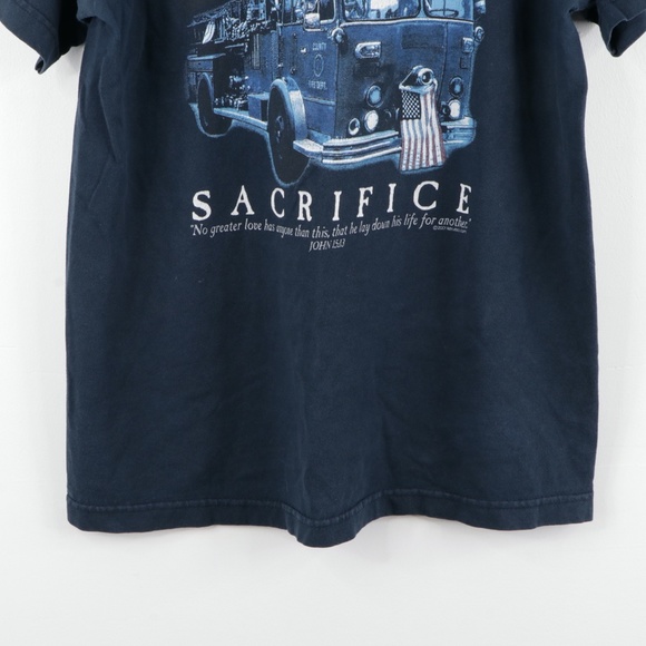 Vtg Streetwear 9/11 Memorial Firefighter T Shirt - Picture 3 of 9